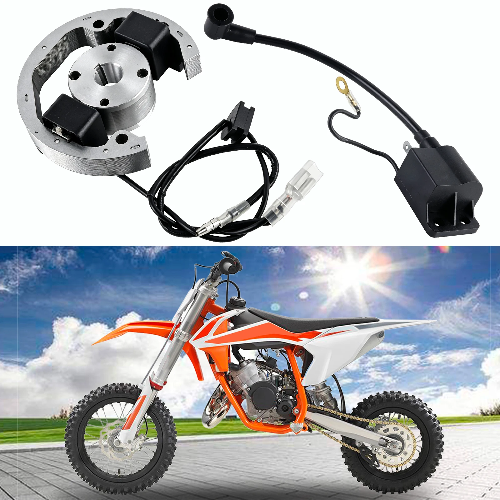 Ignition Coil Stator Rotor Flywheel Kit for 50cc 50 SX LC Pro Sr Jr Senior 2004-2007 Mini Dirt Pit Bike