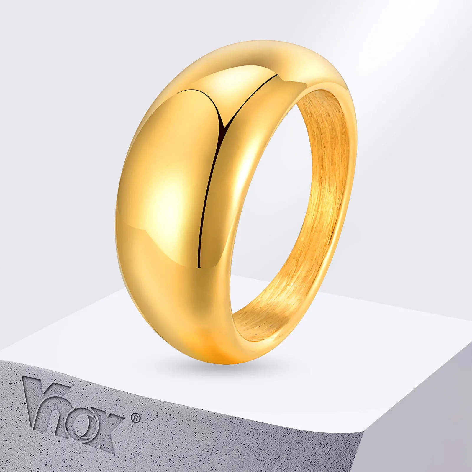 

Vnox Waterproof Stainless Steel Rings,Women's Gold Color Geometric Smooth Ring,Fashion Classic Jewelry gifts to Girls Size 6/7/8