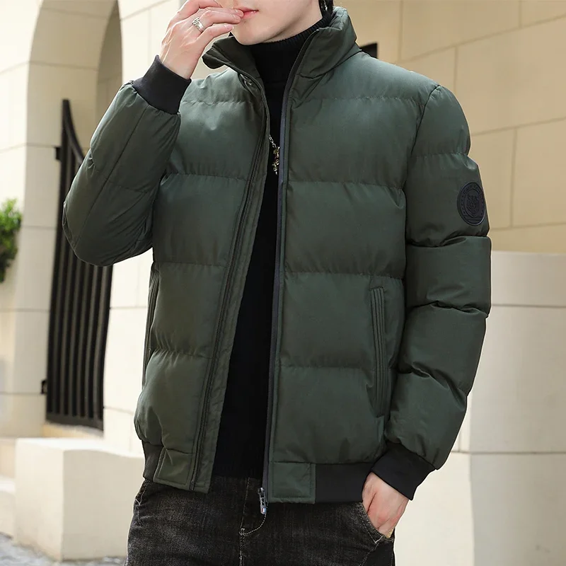 2024 New Men\'s Winter Jacket Street Fashion Badge Design Thickened Warm Parka Casual All-match Stand Collar Windproof Male Coat