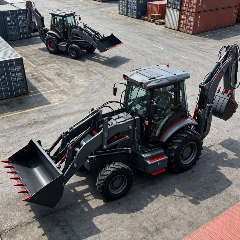 Customized Tractor Backhoe Loader Compact Mini Hydraulic Rotatable 4 Wheel Drive For Farm Use Agricultural Heavy Duty