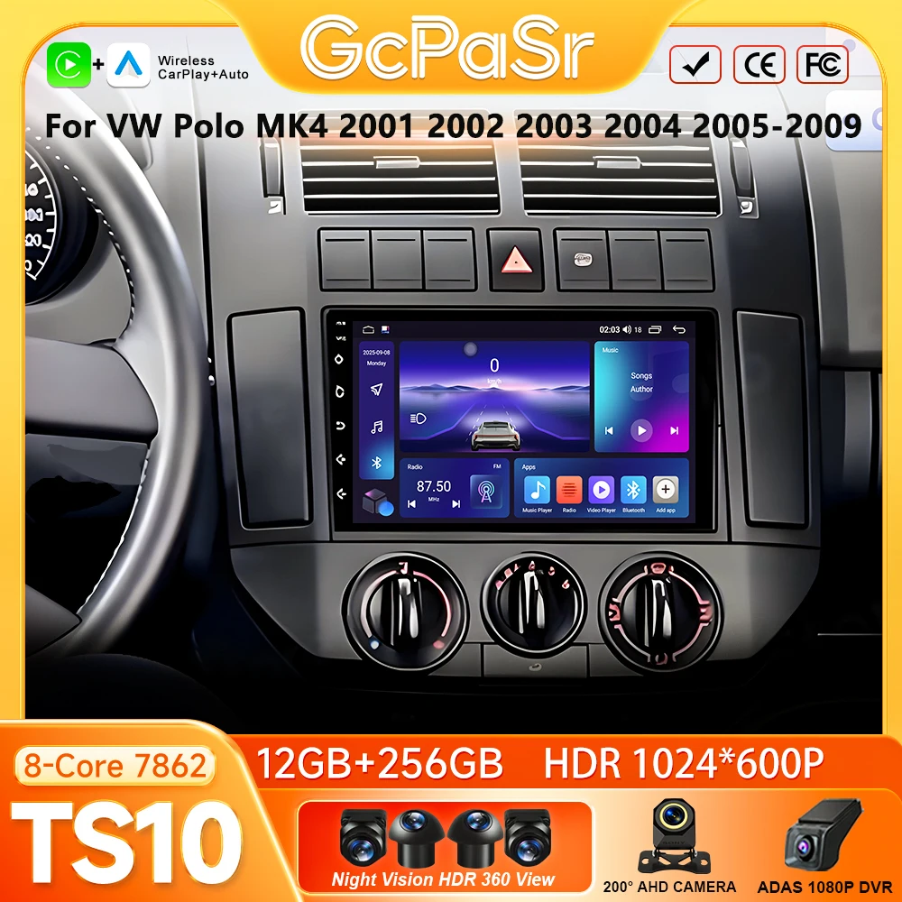 Car Radio Carplay For VW Polo MK4 2001 2002 2003 2004 2005-2019 Android Auto Autoradio GPS Navigation Video 5G Wifi DVD Video 2K