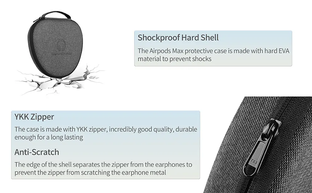 Wiwu schützende intelligente Hülle für Airpods max mit automatischer Schlaf wasserdichte Hartsc halen tasche für Airpods max tragbare Trage tasche – Detail 3