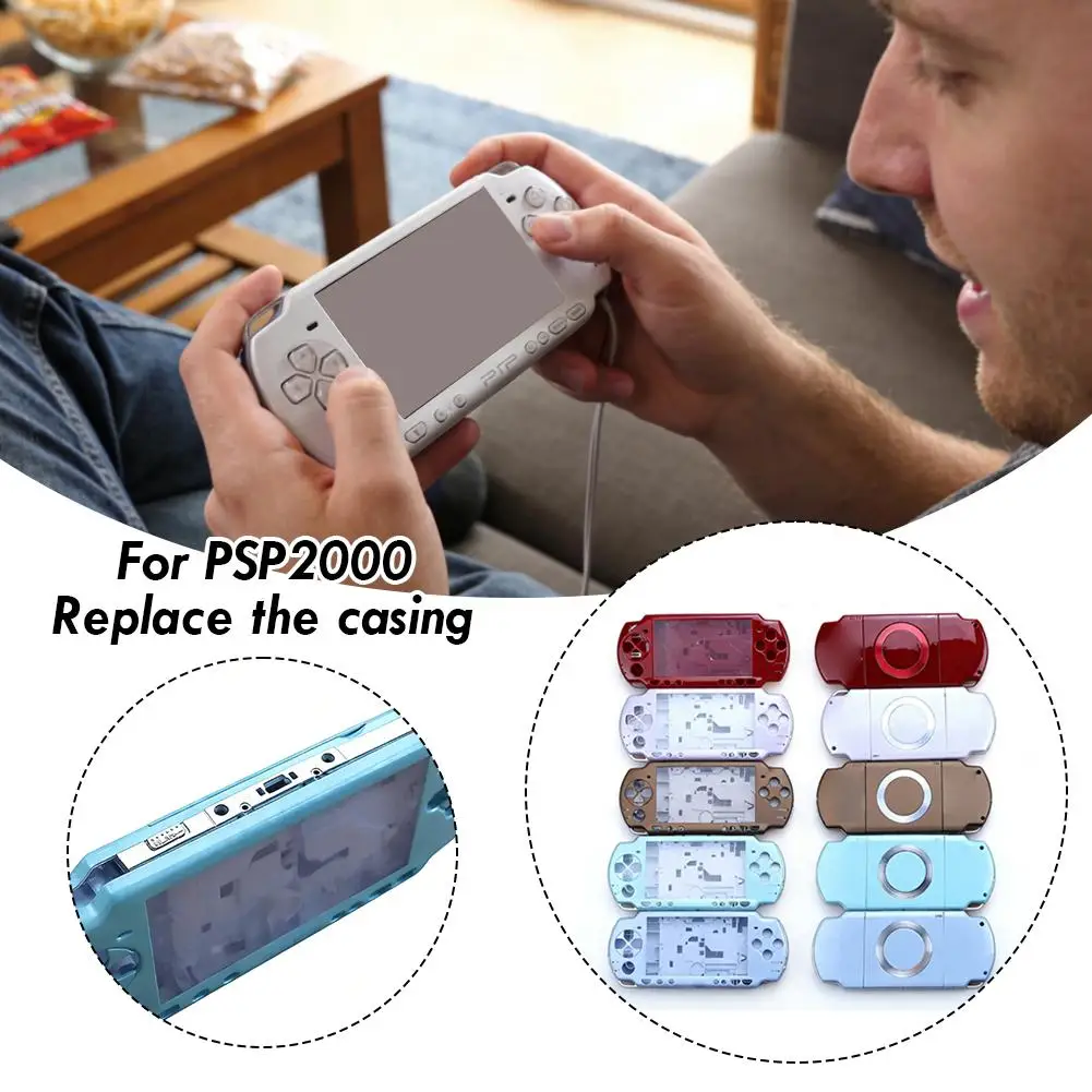Replacement Full Shell Kit for PSP2000 Console Upper Cover Case Precise Fit Durable ABS Housing Buttons Screws Multi Colors
