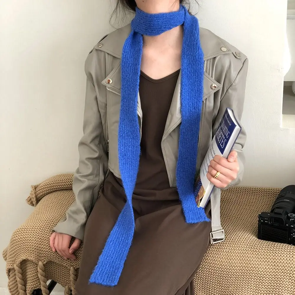 Solid Color Wool Shawl Y2K Collocation Clothing Accessories Knitted Scarf Korean Style Keep Warm Long Narrow Scarves Spicy Girl