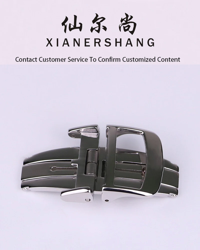 XIANERSHANG Men Custom J-aeger-LeC-oultre Convex Logo Watchband 18MM 16MM Polishing Belt Buckle Stainless Steel Butterfly Buckle