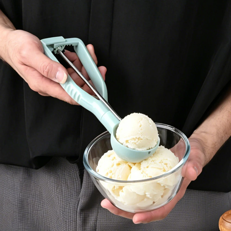 Plastic Ice Cream Scoop with Spring Handle Spoon Multipurpose Fruit Baller Melon Watermelon Spoon Cookie Scoop Home Kitchen Tool