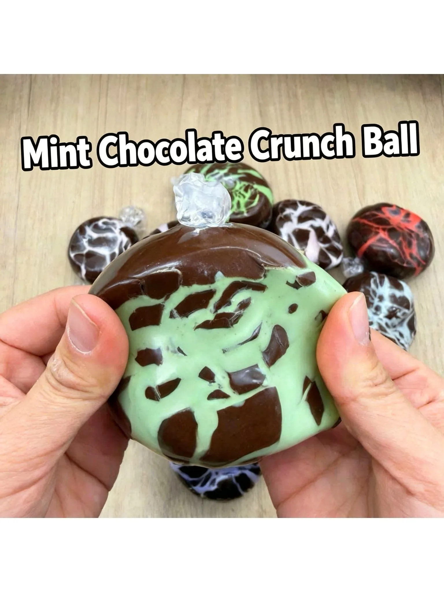 Mint Dark Chocolate Crispy Skin Squeeze Ball ASMR Crunch Sound Squishy Toy Stress Relief Desktop Decompression Gift