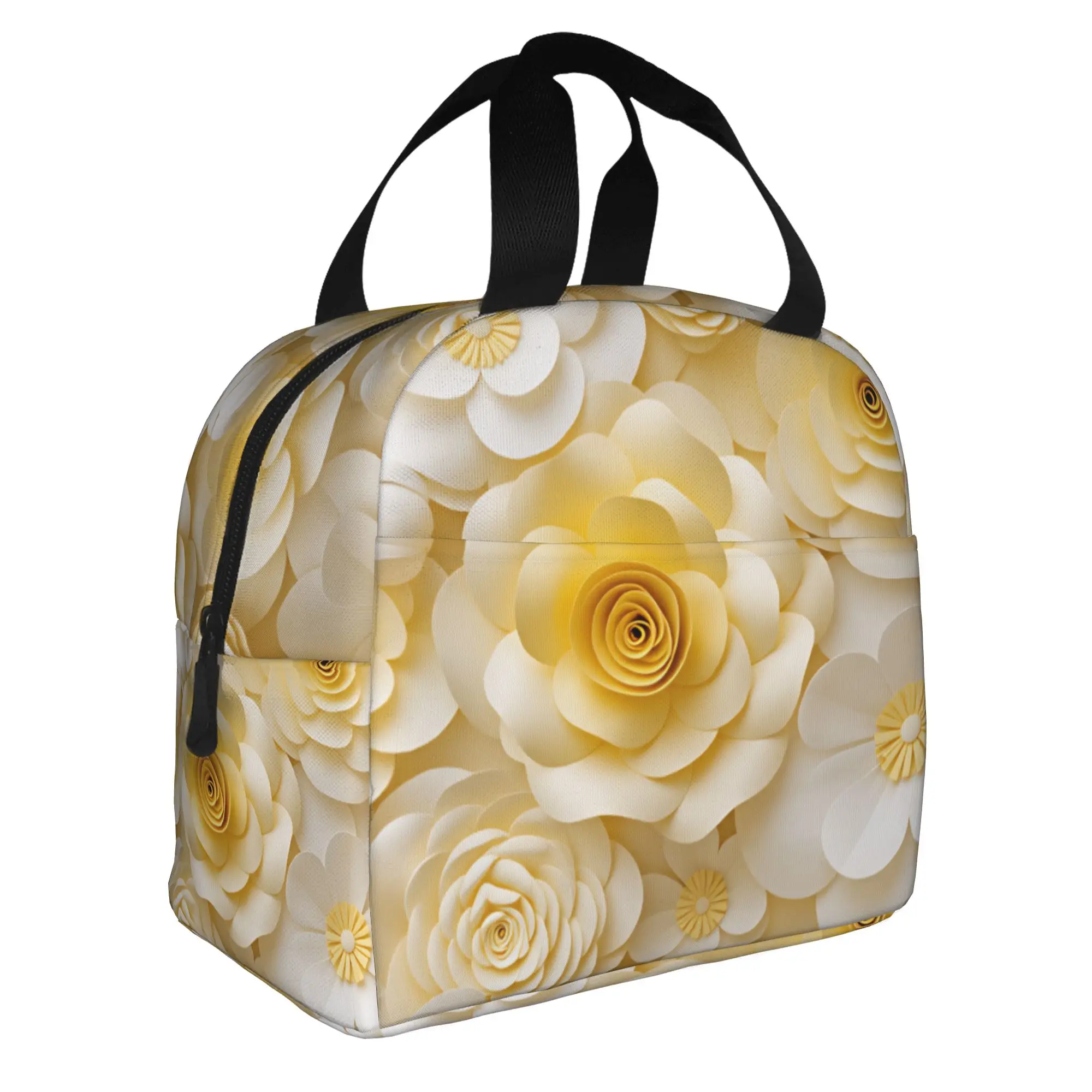 Luxury High 3D Floral Lunch Bag Women Fashion Trend 3D Flowers Cooler Thermal Insulated Lunch Box for Adult Office