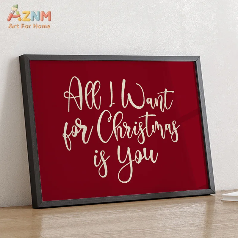 AZNM Vintage Christmas Santa Claus Gift Candy Cane Snowy Pine Tree Porch Scene Canvas Wall Art Xmas Home Indoor Decor Unframed C - view 4