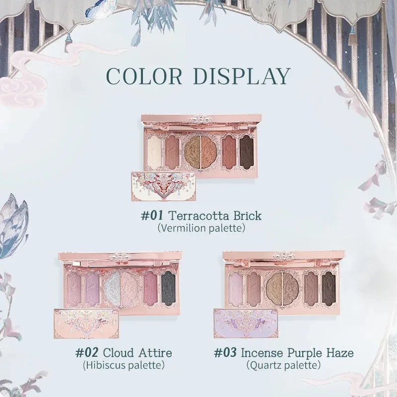 Flower Knows Makeup Butterfly Cloud Collar Collection Embossed 6 Color Eyeshadow Palette Long Lasting Waterproof Gliter For Eyes