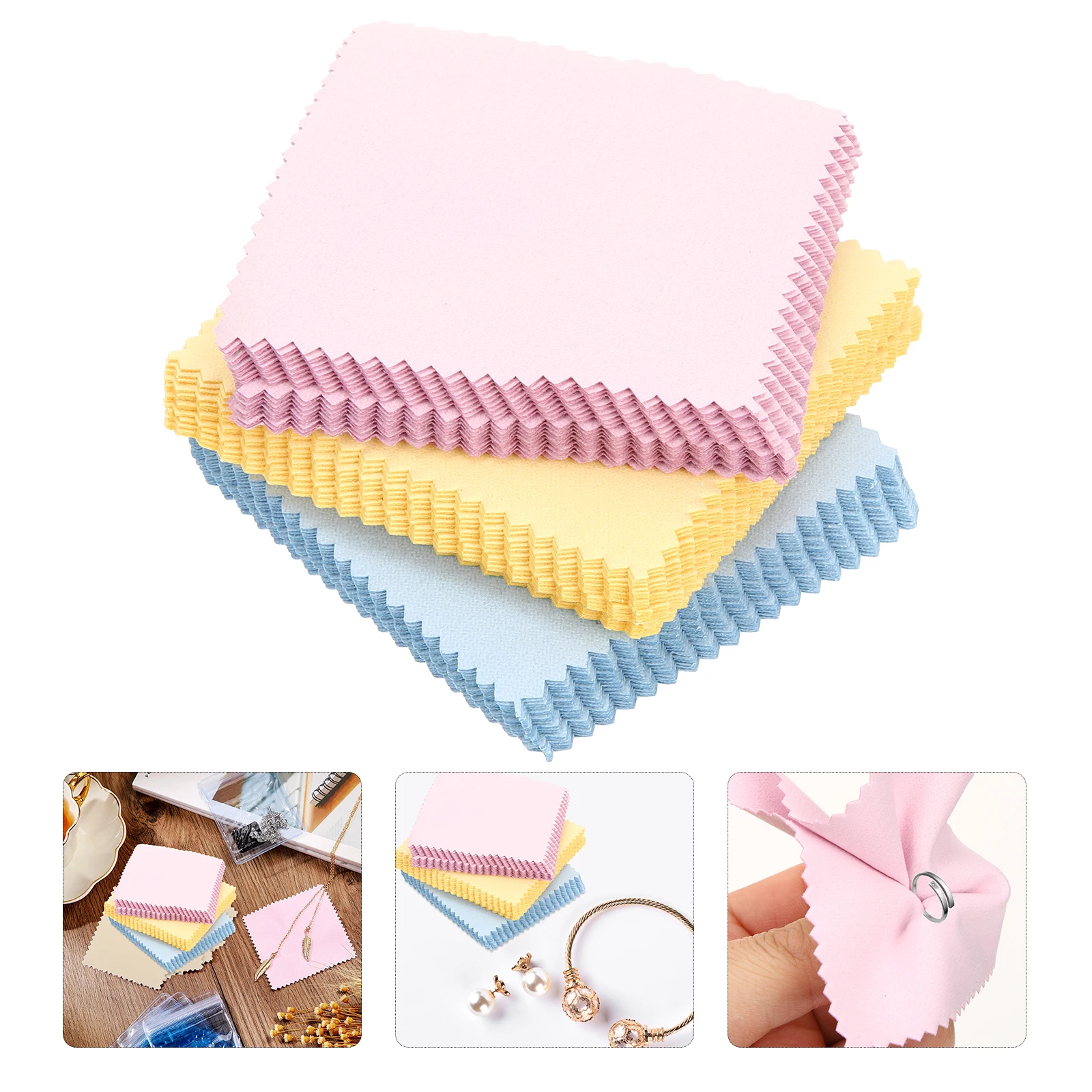 

60pcs Silver Cleaning Cloth Reusable For Eyeglasses Lens Jewelry Delicate Screens Durable Washable Polishing Cloths For