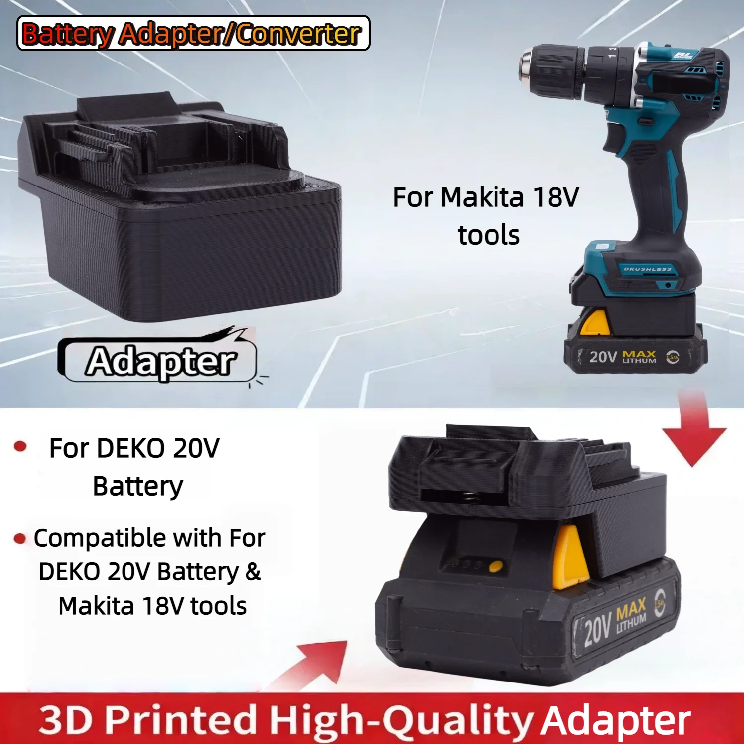 

For DEKO 20V Series Li-ion Battery TO Makita 18V Series Cordless Tools Battery Adapter/Converter(Only Adapter)