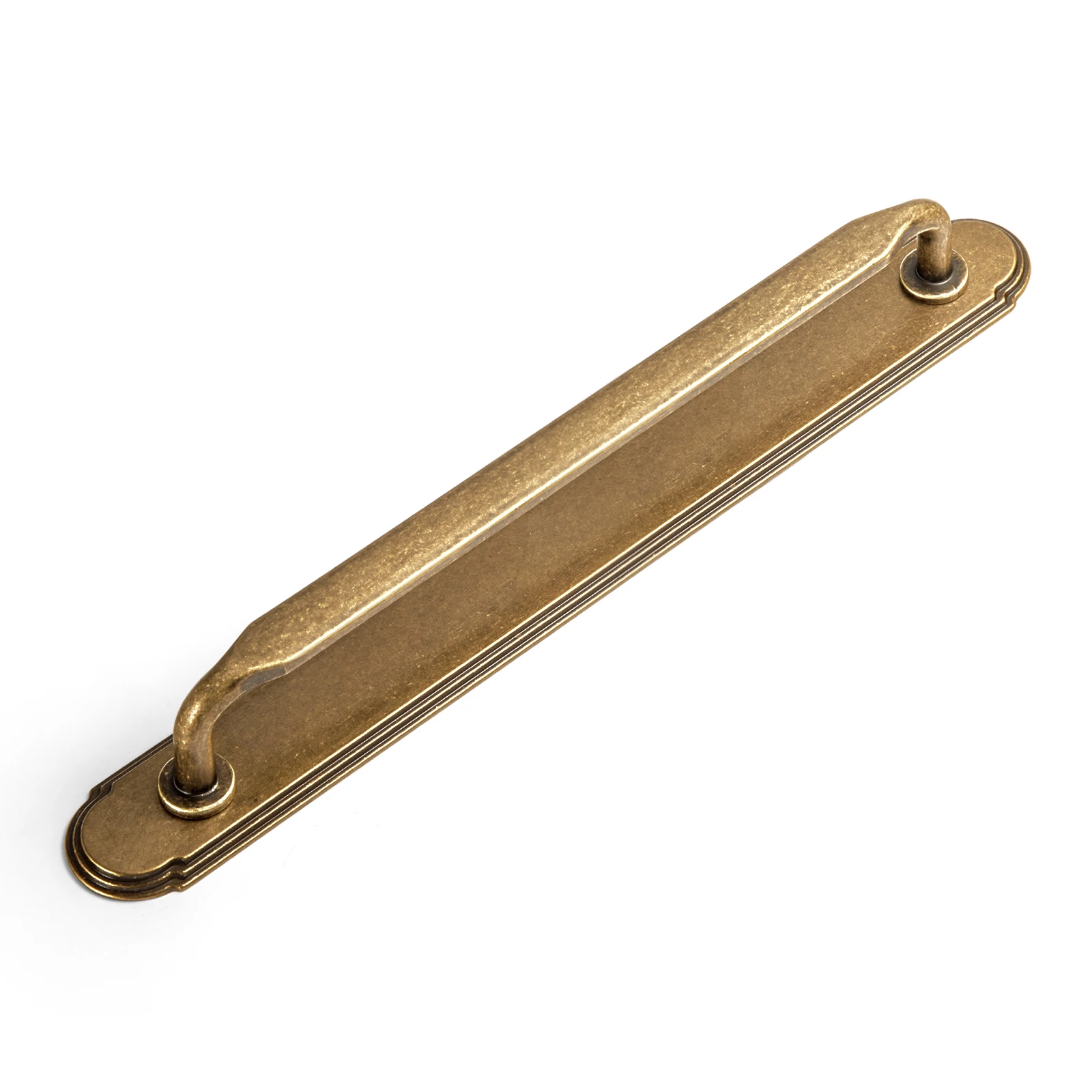 Goo-Ki High-end Antique Brass Cabinet Pulls and Knobs with Long Backplate-7.56''(192mm) Hole Centers Drawer Pulls for Kitchen