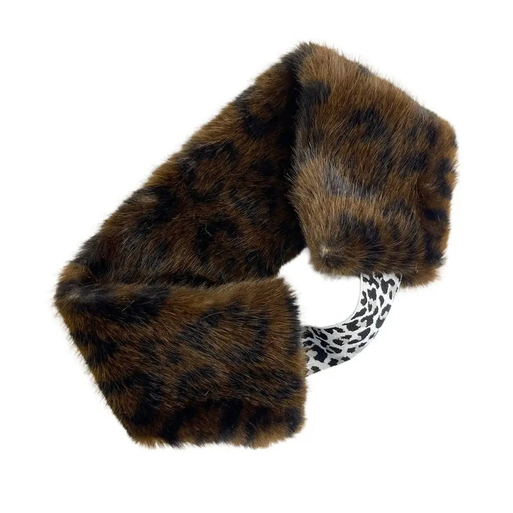 New Faux Fur Faux Fur Headband Soft Stretchy Band Leopard Headband Leopard Print Elastic Back Elastic Hairband
