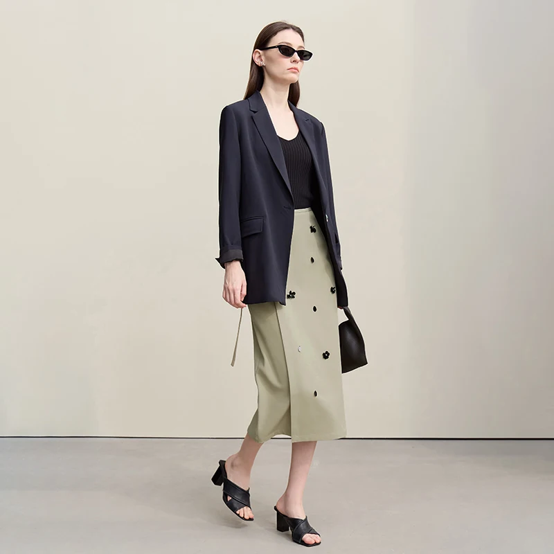 Amii تنورة نسائية 2026 ربيع جديد مكتب سيدة المضادة للتجاعيد مسمار زهرة ميدي تنورة أنيقة تنوعا الملابس النسائية 12621008 #4