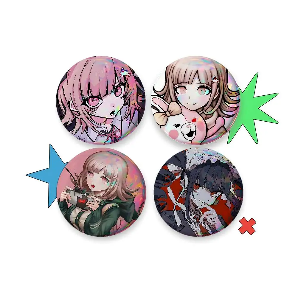 Game D-Danganronpa For Badge Custom Laser Hologram Enamel Pin Badge Metal Lapel Brooch For Clothes Bag Accessory Gift