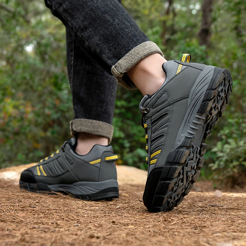New Men's Hiking Shoes Suede Leather Outdoor Shoes Wear-resistant Men Trekking Walking Hunting Tactical Sneakers 39-46