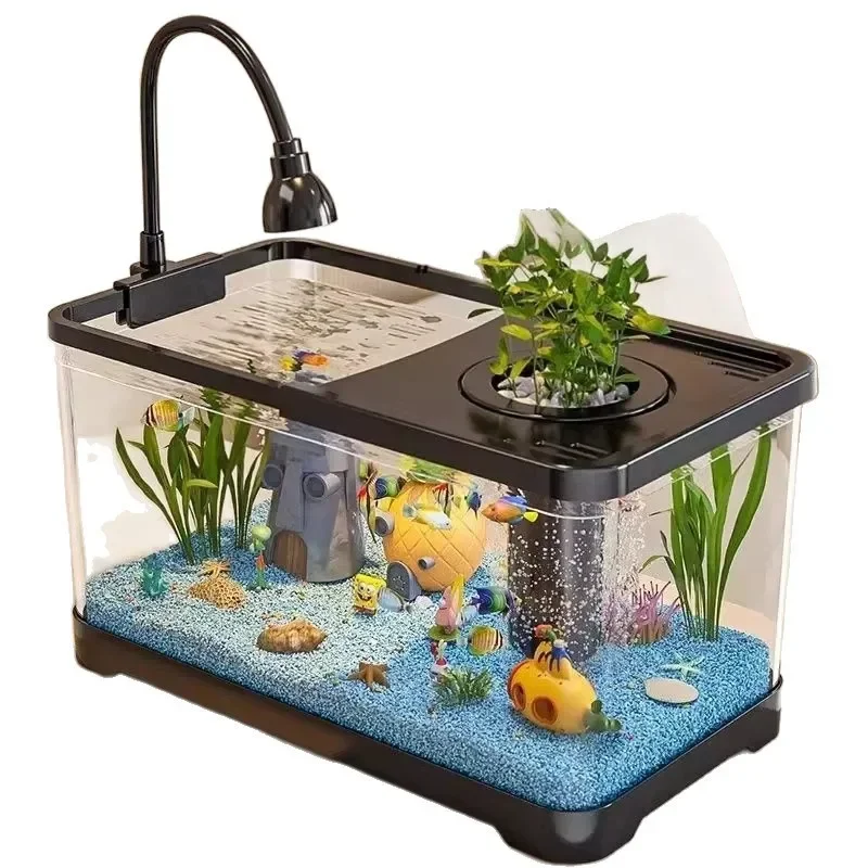 

Fish tank, small living room, home landscaping, complete set of ecological water tank with cover, transparent desktop