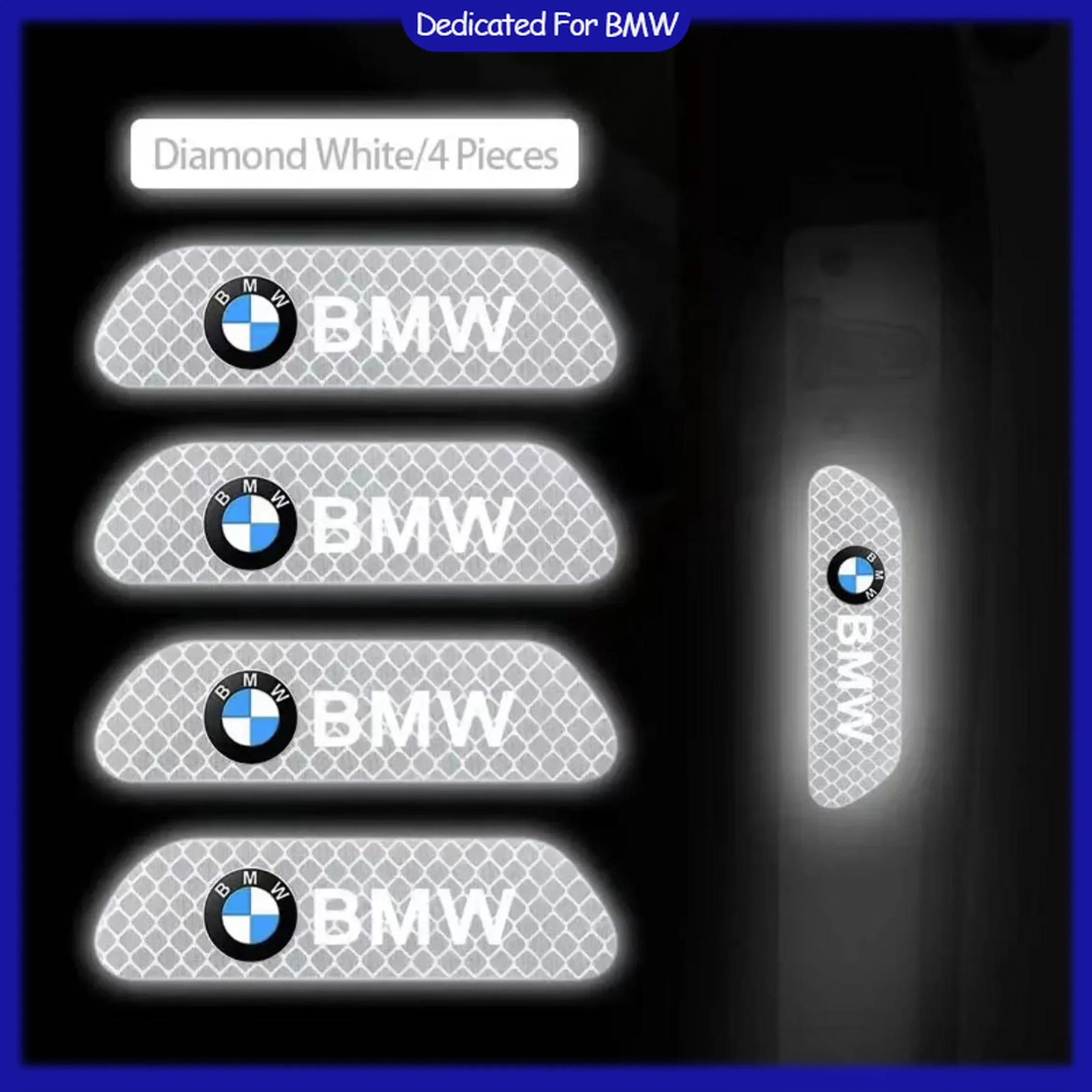 4PCS/set Car Reflective Safety Strip Stickers For BMW Performance Series X1 X5 G30 G20 E90 GT G06 G11 F20 I3 E62 E93 G20