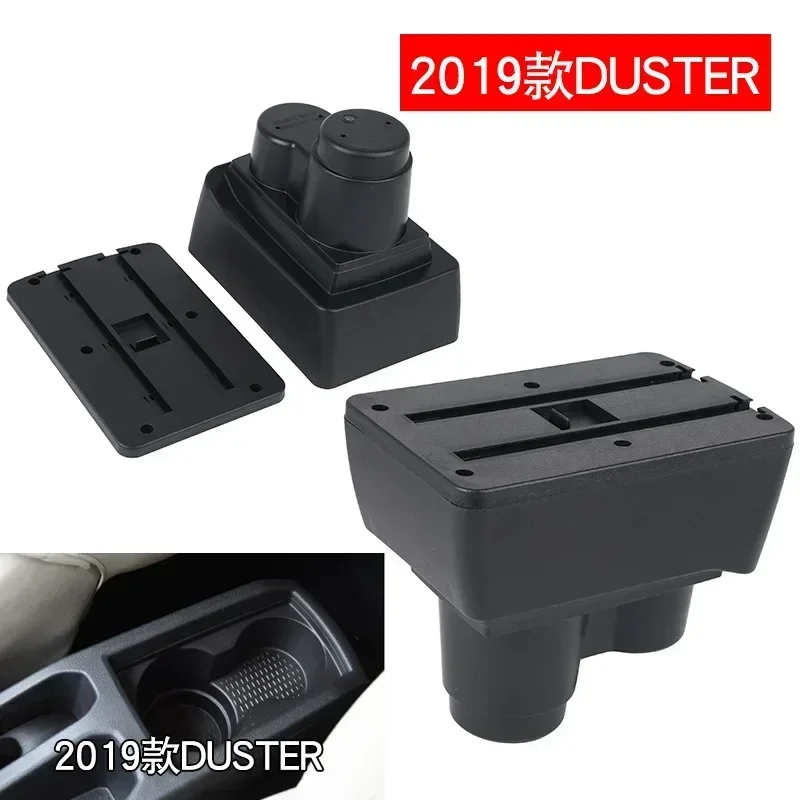 For Renault Dacia Duster 2 3 Armrest Box 2018 2019 2020 2021 Central Console Storage Car Accessories Ashtray PU Cup Holder