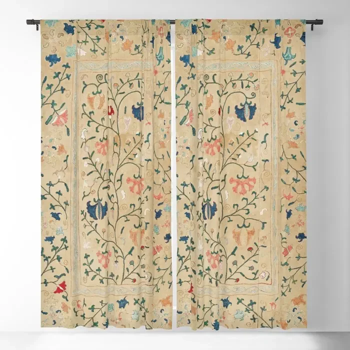 Uzbekistan Suzani Nim Blackout Curtains 3D Print Window Curtains for Bedroom Living Room Decor Window Treatments