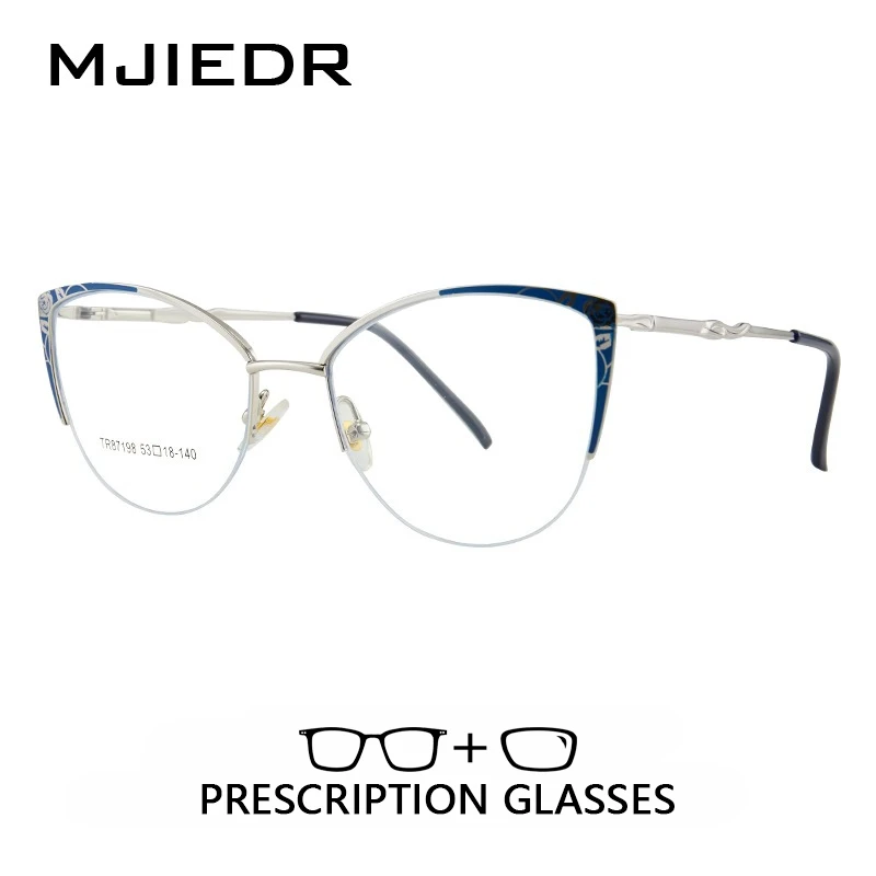 MJIEDR 2025 Fashion Cateye Progressive Prescription Glasses Myopia Eyewear High-quality Metal Butterfly Optical Eyeglass