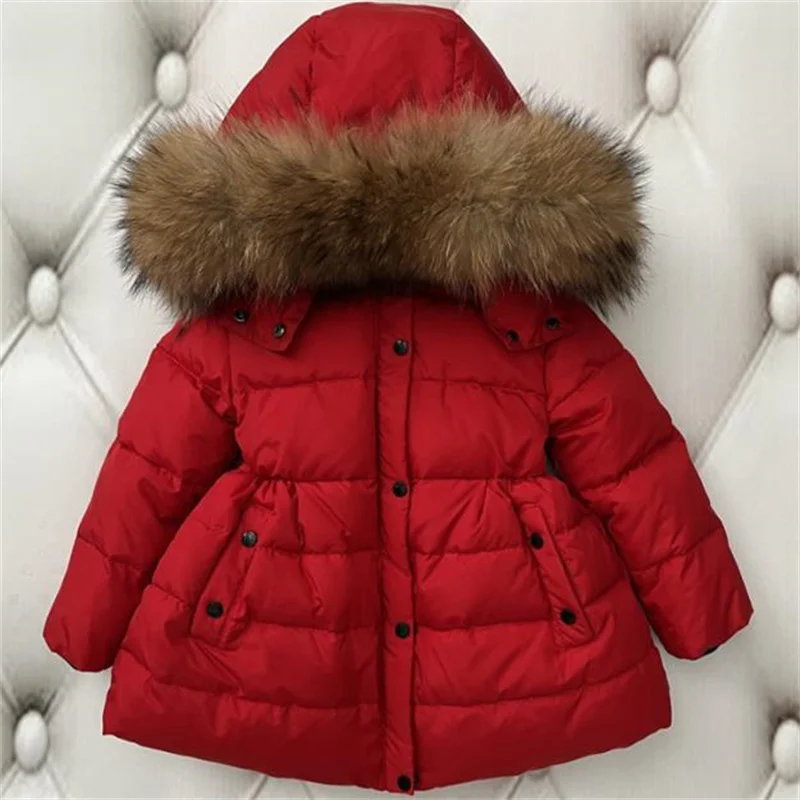 Giacca invernale per bambini 90% piumino d\'anatra collo di pelliccia grande parka caldo per bambini cappotto neonata principessa capispalla caldo