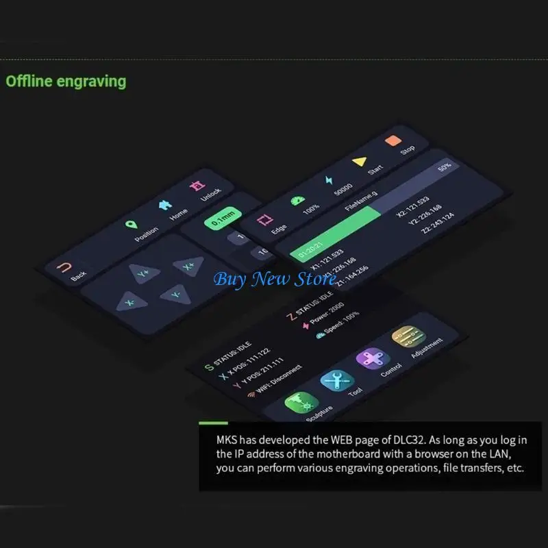 

20CE MKS DLC32 V2.1 Engraving Machine Control Board and Cover Case Fast Engraving Offline WIFI Wireless Control Board