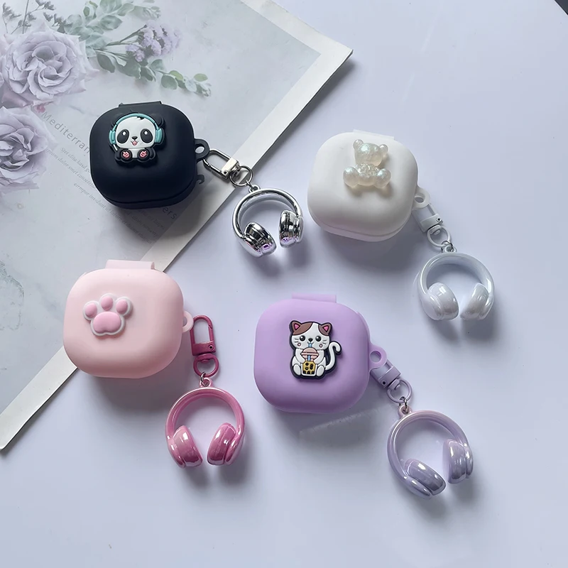 Para samsung Galaxy Buds2 PRO / Live/ pro/ FE funda Buds Core dibujos animados con auricular keychian funda de silicona para Galaxy Buds Core