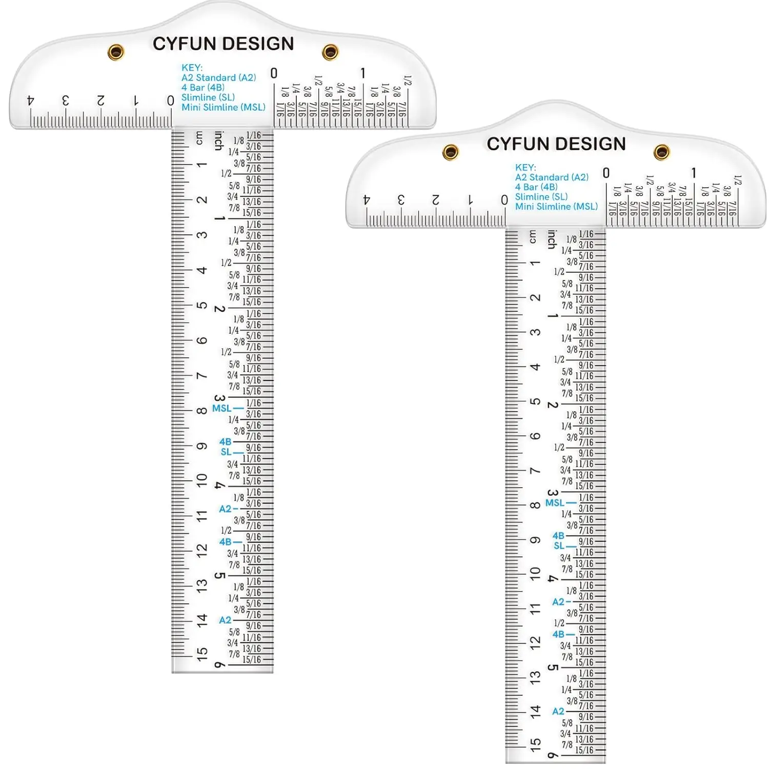 

2PCS 6-Inch T-Shape Acrylic Ruler for Drafting, Scrapbooking & Crafting with Inch/Metric Scales