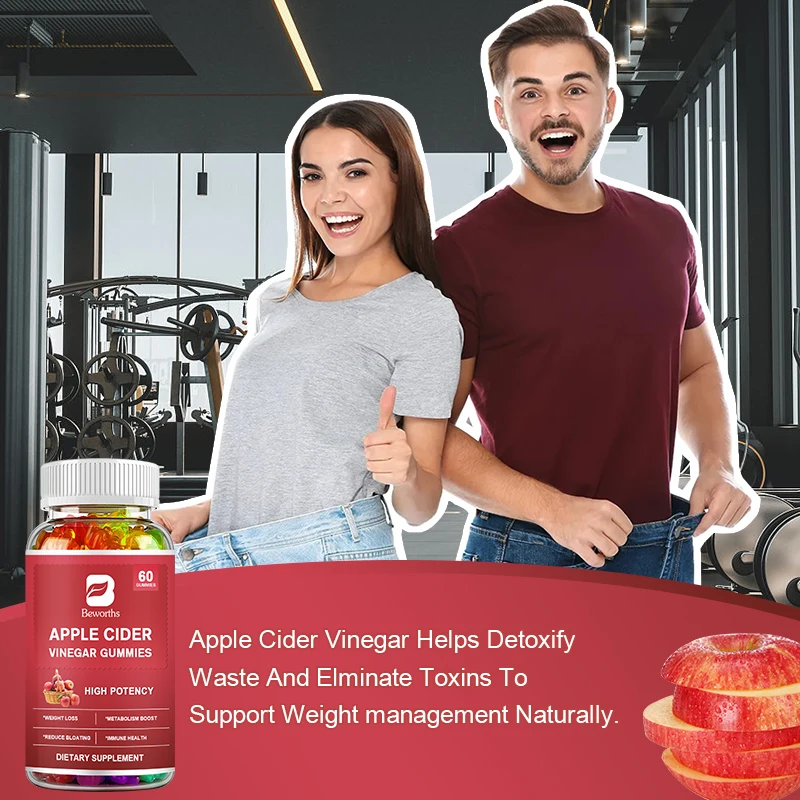 Beworths Apple Cider Vinegar Gummies Malic Acid Support Digestion & Detoxification Weight Loss Fat Burning Appetite Suppression