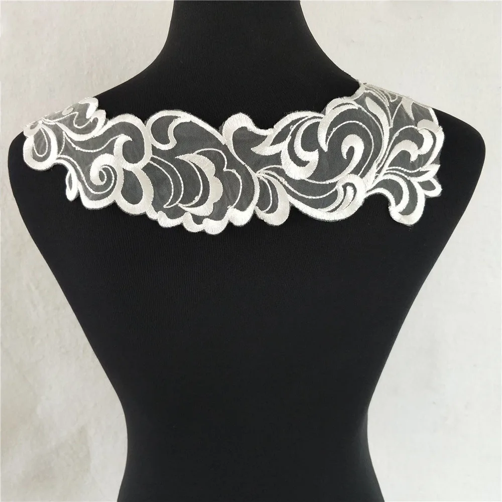 Black and white lace embroidery fake collar sewing applique craft supplies fabric DIY clothing accessories 1 piece for sale