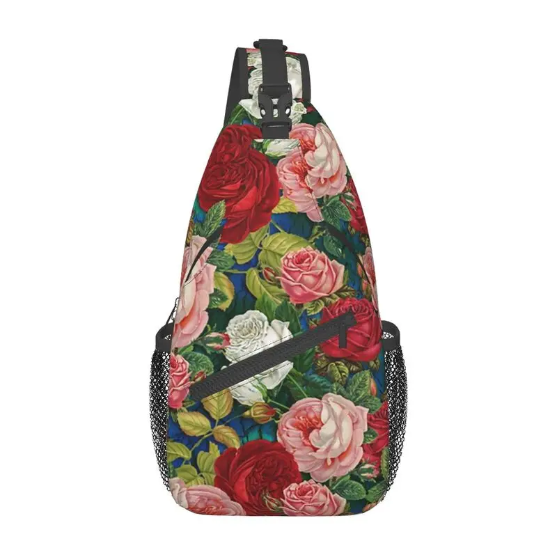 

Flower Rose Pattern Sling Chest Bag Custom Floral Shoulder Crossbody Backpack for Men Cycling Camping Daypack