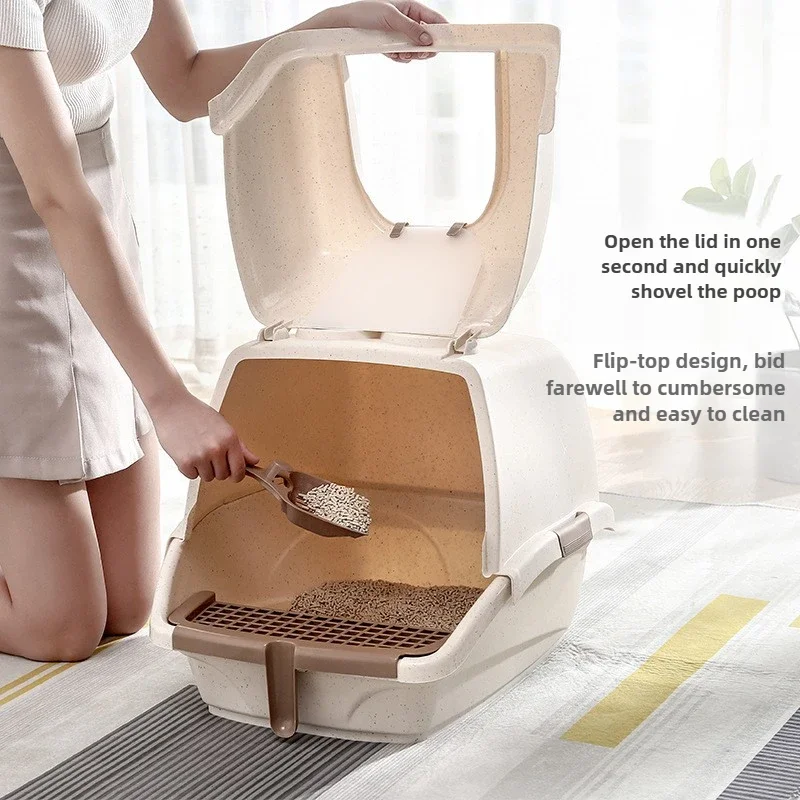 

Cat Toilet Cat Litter Box Closed Fully Enclosed Pet Potty Cat Toilet Training Kit Litter Box for Cats Caixa Areia Gato Fechada