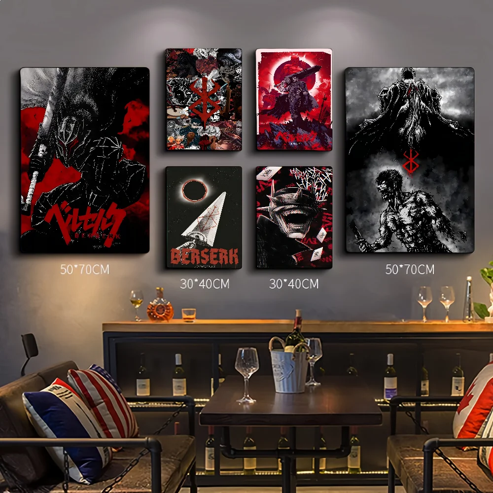 Japanese Anime Berserk Movie Sticky Posters Vintage Room Bar Cafe Decor Nordic Home Decor