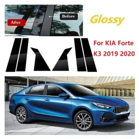 

For Kia Forte K3 2011-2022 6PCS Window Trim Covers Center Film Column B C Pillar Posts Sticker Car Accessories