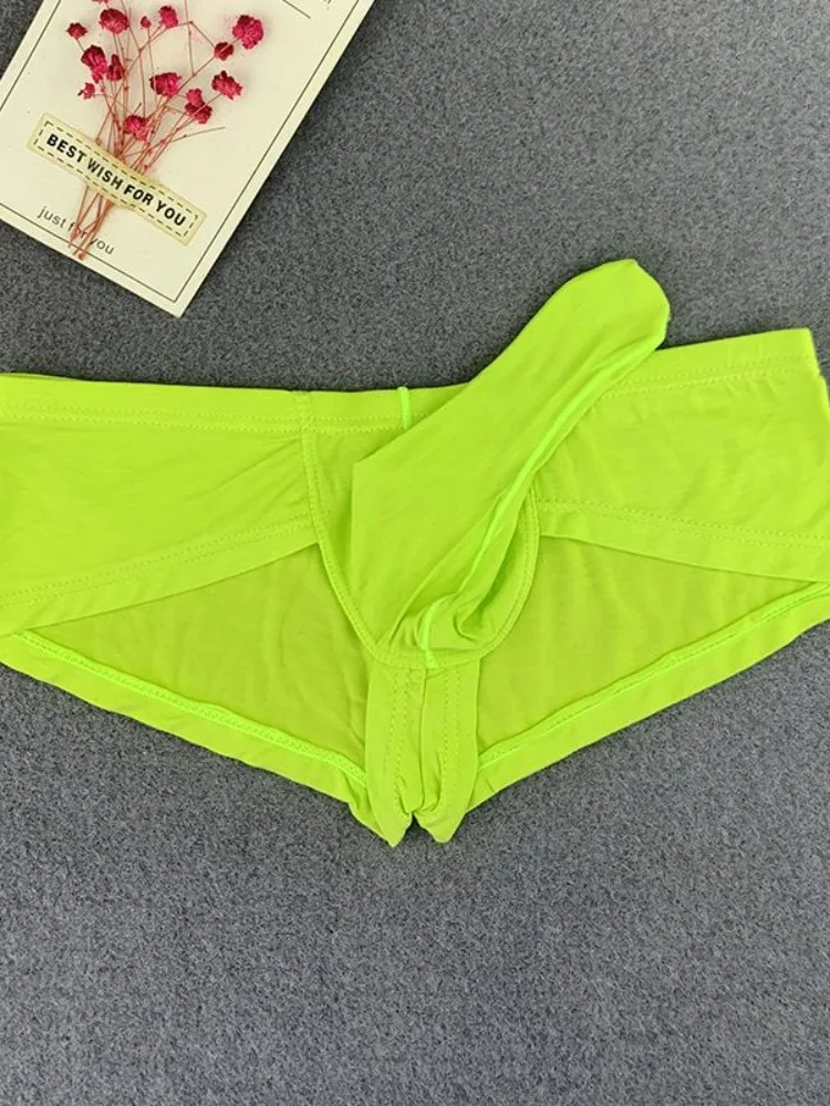 

Мужские трусы-боксеры с низкой талией и U-образным разделением, эластичные модальные мужские трусы-боксеры, модные длинные брюки со слоновьим носом, хлопковое нижнее белье