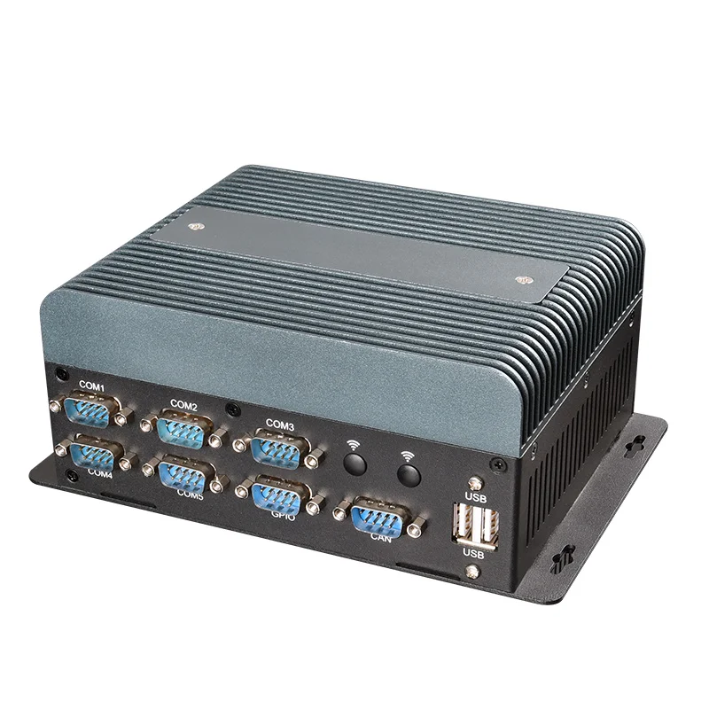 Piesia OEM Fanless Dual LAN Industrial Computer X86 i3 i5 i7 Linux DDR4 Small Embedded Mini PC Box with 5*COM 1*CAN 8*GPIO 6*USB