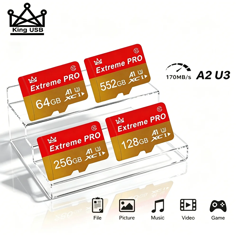Cartão de Memória Micro TF SD 64GB 128GB 256GB U3 V30 A2 Classe 10 Alta Velocidade Premium para Câmera de Ação e Câmera Esportiva 4K 60fps