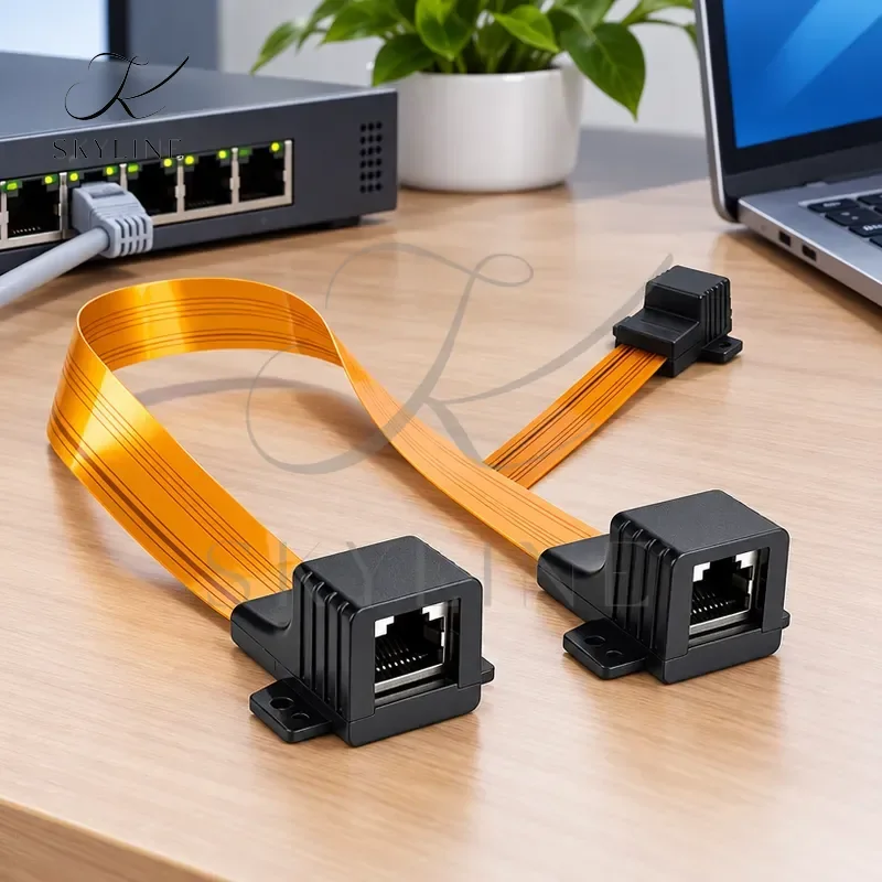 2pcs 30cm Rj45 Flexible Flat Cable Thickness 0.3mm Window Through Extension Cat5e