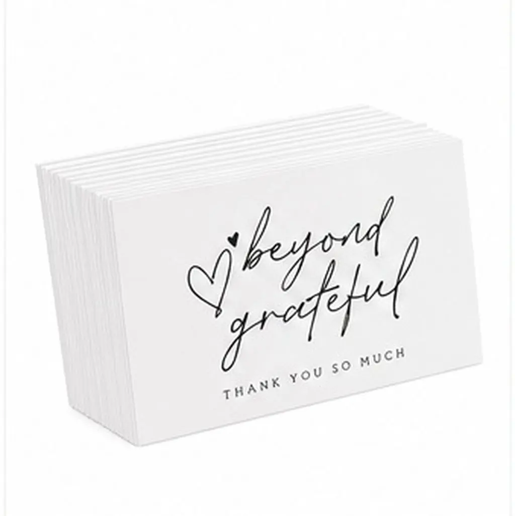 200Pcs Blank Thank You Cards White Premium Thick Stock Writable Back Versatile for Bridesmaid Wedding Gratitude Business Holiday