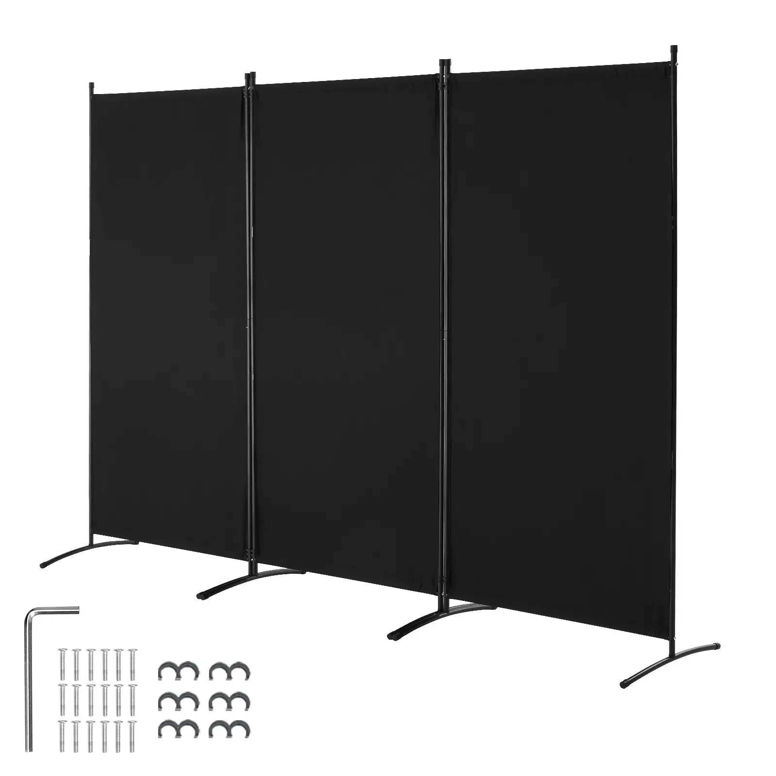 3 Panel Folding for room Divider Screen Portable Freestanding Partition for office Bedroom Study Black