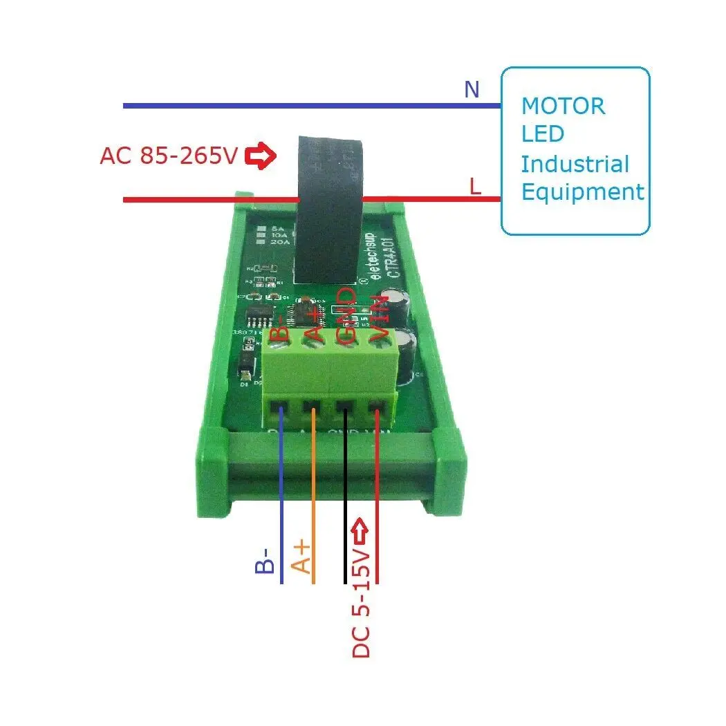 

5A 110 220V 50HZ/60HZ RS485 Current Collector Ammeter MODBUS PLC Current TVS RES