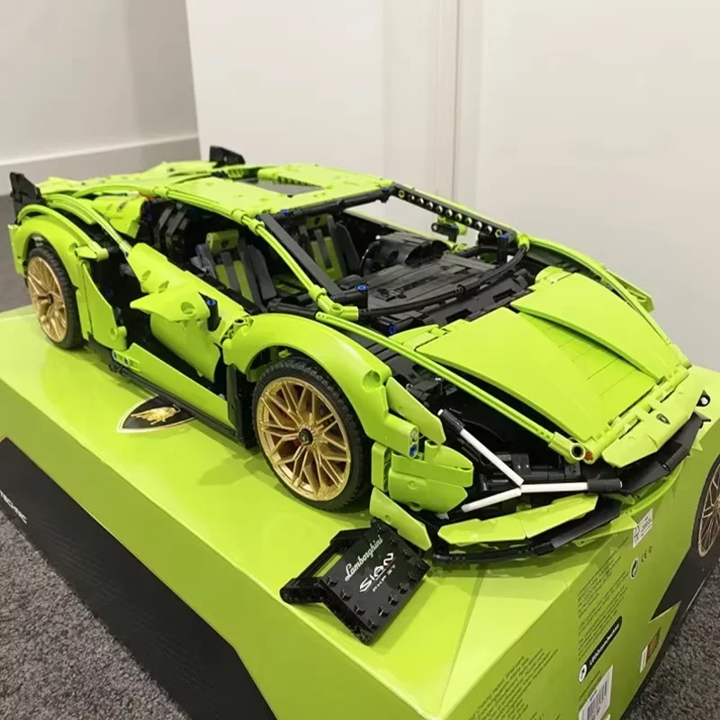 

Lamborghinis Sports CarTechnical Super Speed Green Model Building Blocks Famous Vehicle Assemble Bricks Kid Toys for Adult Gift
