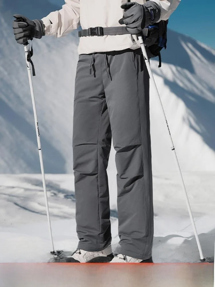 

Outdoor Du down Filling Winter Warm Windproof Breathable Men's Women's down Trousers Trendy Long Straight Leg Pants