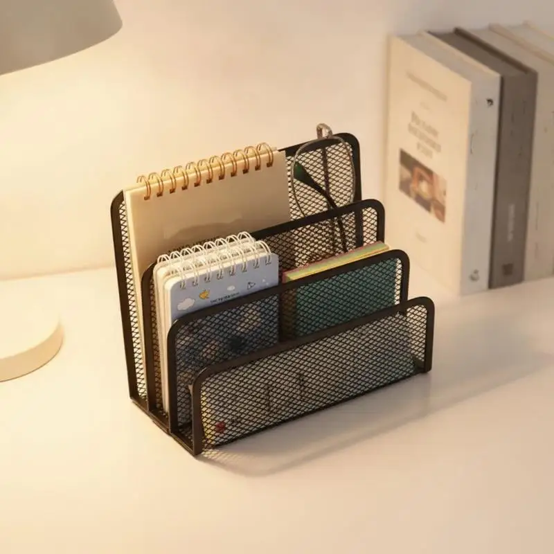 Non-Slip 3 Tier Black Metal Mesh Desk Organizer Paper Tray Notebook Stand for Student Office Home Use Free Shipping