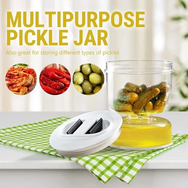 Wet And Dry Separation Pickle Jar Pickle Jar Pickle Flip Jar Pickle Container With Strainer Hourglass Pickle Jar Kitchen Tools