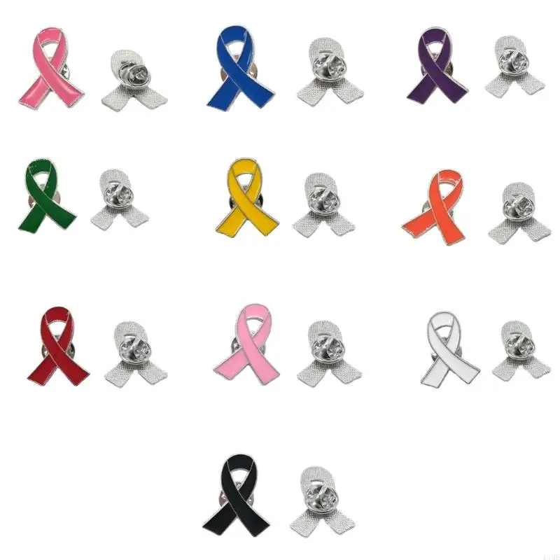 K1ME 10Pcs Pink Ribbon Brooch Pins Breast Cancers Awareness Lapel Pin Ribbon Lapel