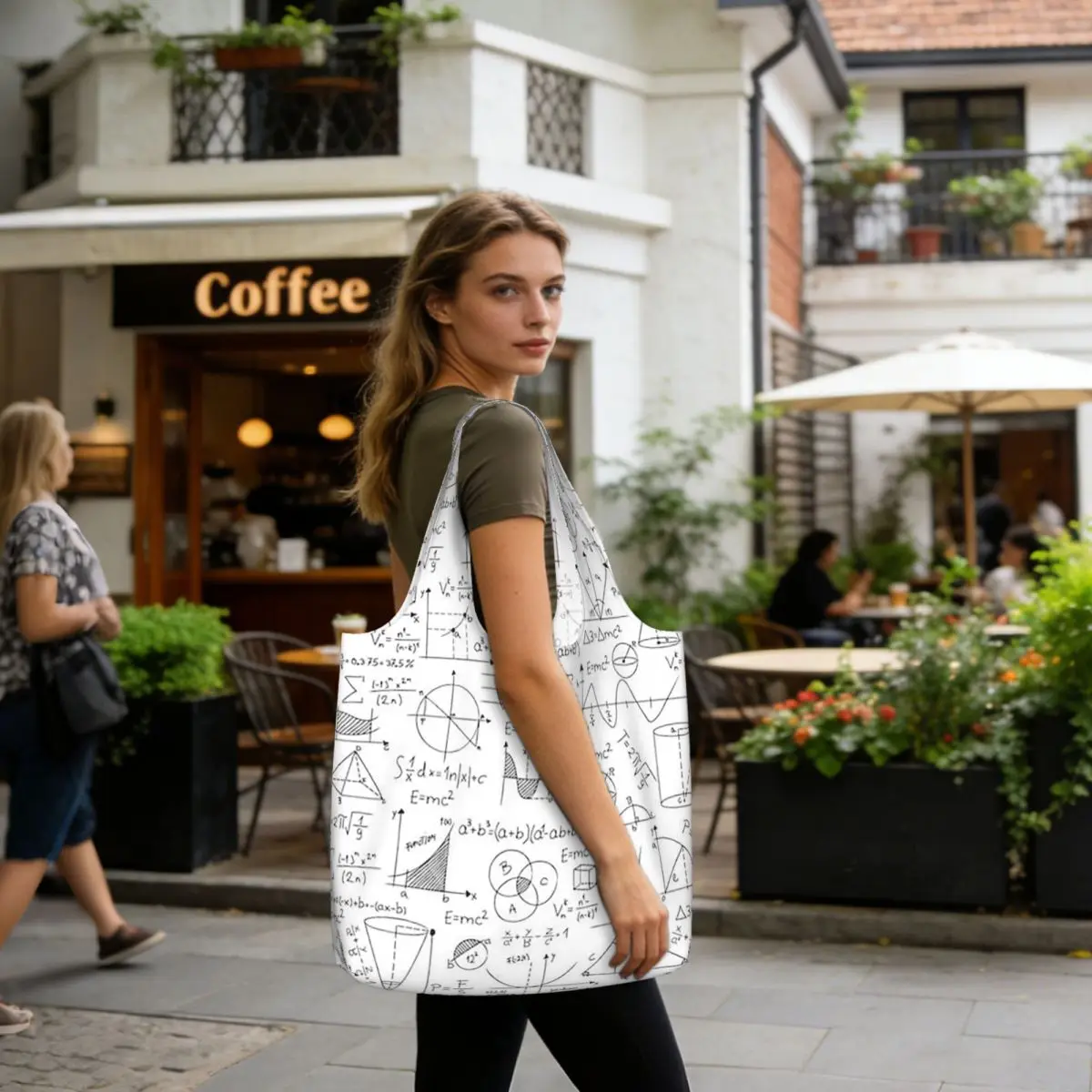 Mathematics Formulas Math Numbers Shopping Tote Bag Canvas Large Capacity Shoulder Bags Shopper Grocery Handbag for Women