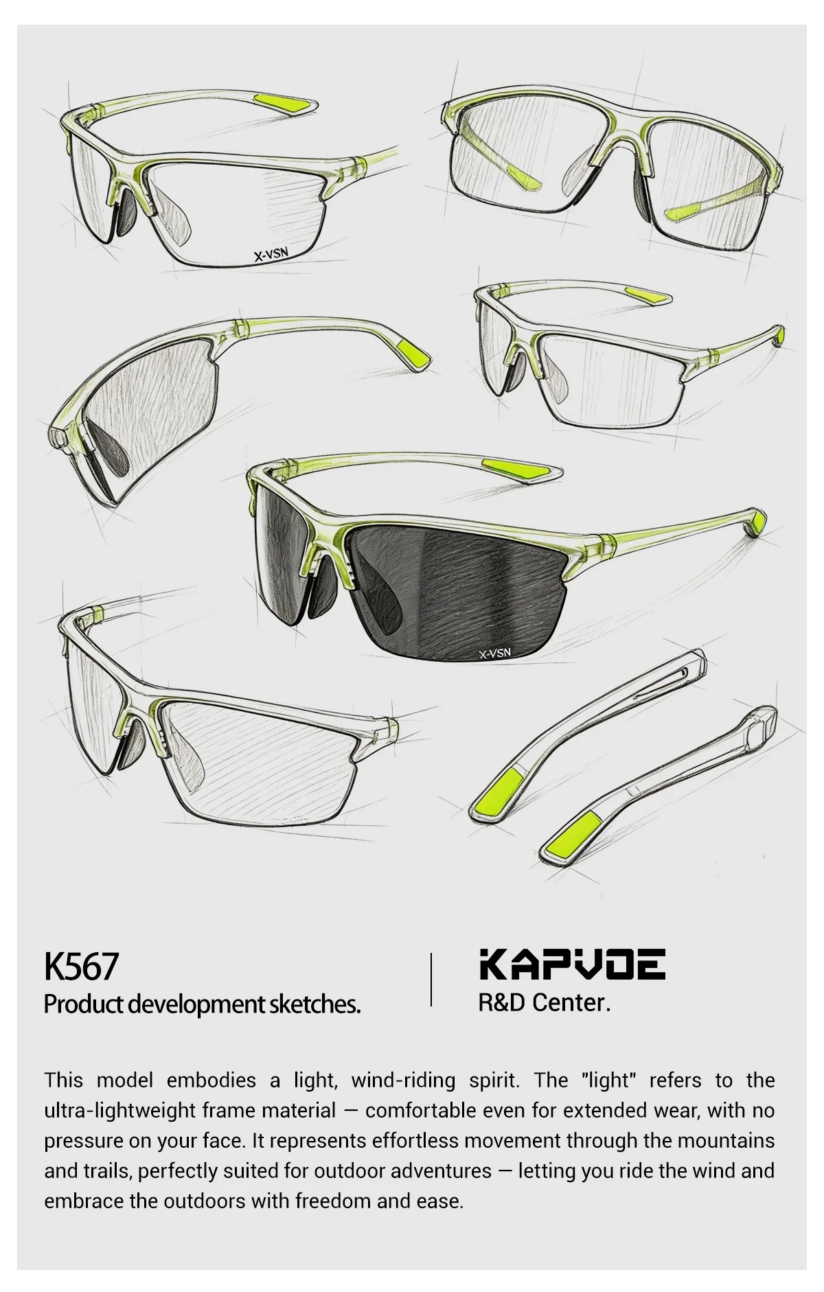 Kapvoe 2026 Wanderbrille Photochrome Radsport-Sonnenbrille Laufbrille Sportbrille für Outdoor-Aktivitäten Hochbelastbare Hochelastische Schutzbrille – Detail 21